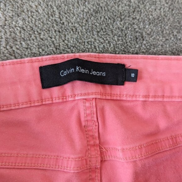 Calvin Klein Jeans Women's Coral Pink Ankle Skinny Size 10 Denim Barbiecore - Picture 4 of 10